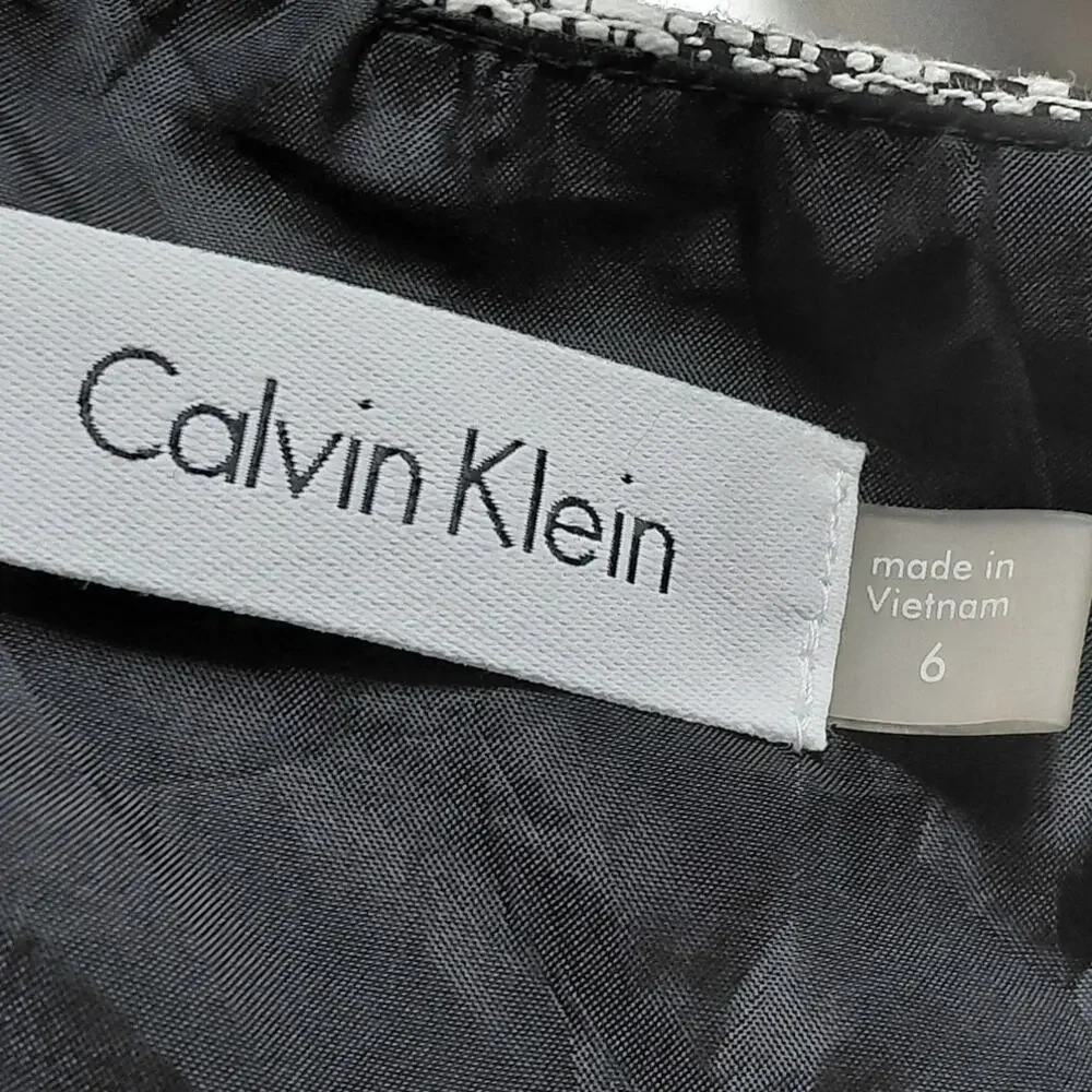 Calvin Klein Gray Pencil Knee Length Tweed Lined Skirt Women Size 6